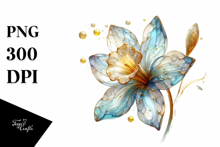 Abstract Shiny Narcissus Watercolor Splash