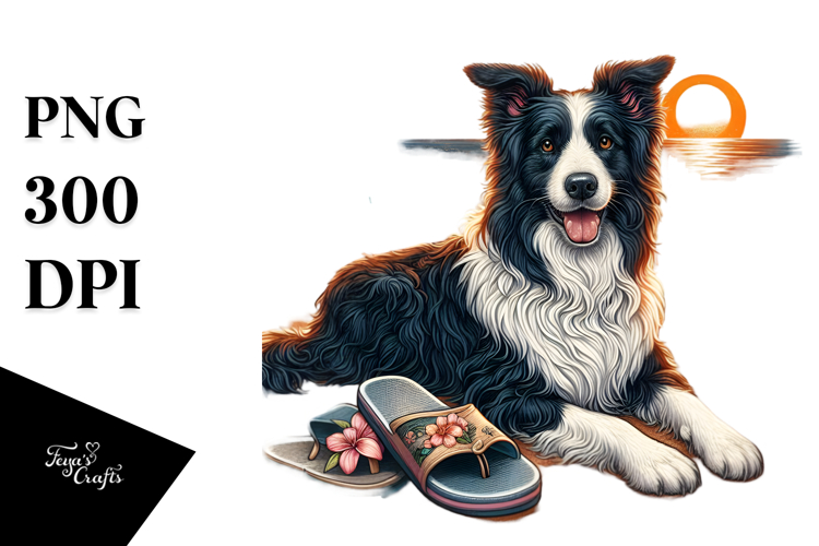 Border Collie Surfing Clipart