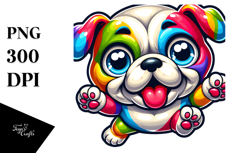 Colorful Funny Baby Bulldog PNG example image 1