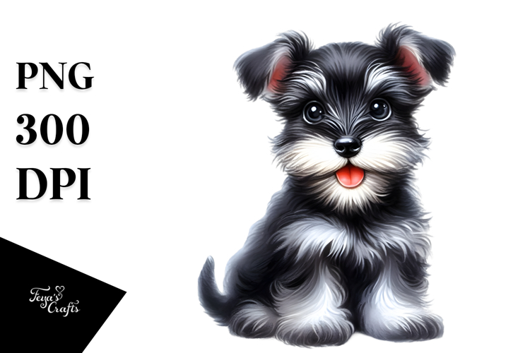 Cute Miniature Schnauzer, High-Res PNG