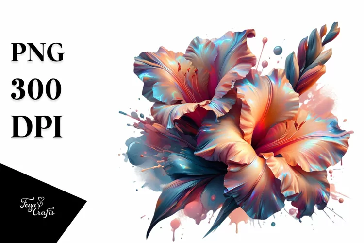 Gladiolus Glossy Watercolor Splash