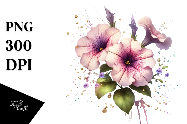 Petunia with Watercolor Splash PNG
