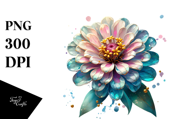 Zinnia with Watercolor Splash PNG