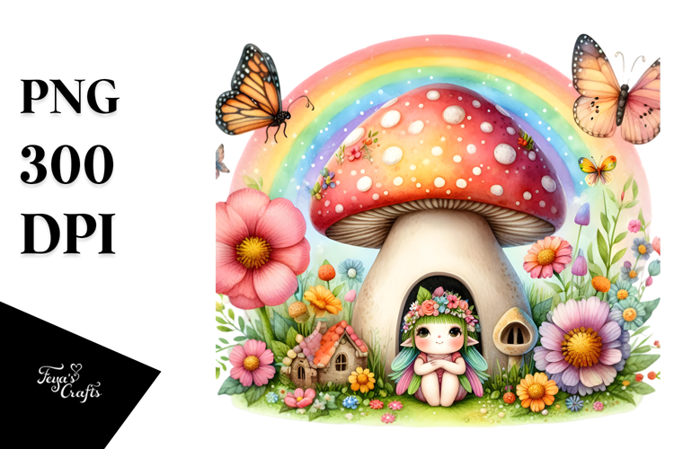 Fairy House Rainbow Watercolor | Clipart