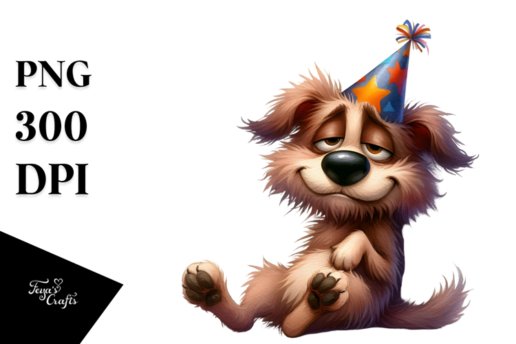 Goofy Dog with Party Hat PNG