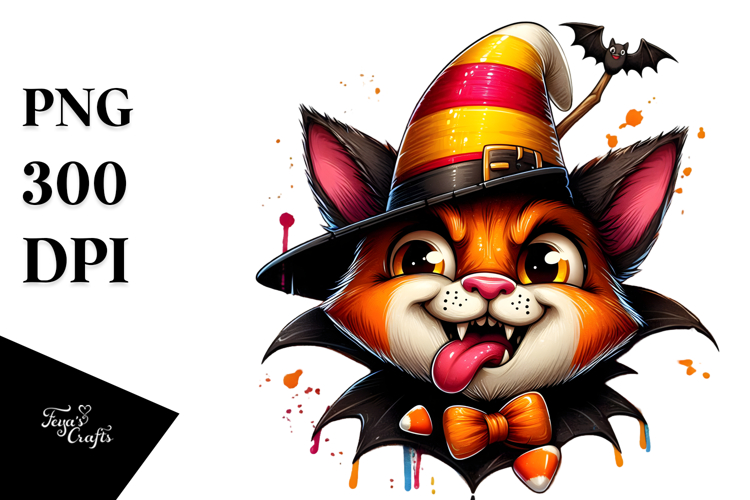 Spooky Candy Corn Cat, Transparent PNG