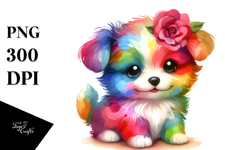 Cute Baby Dog in Style PNG