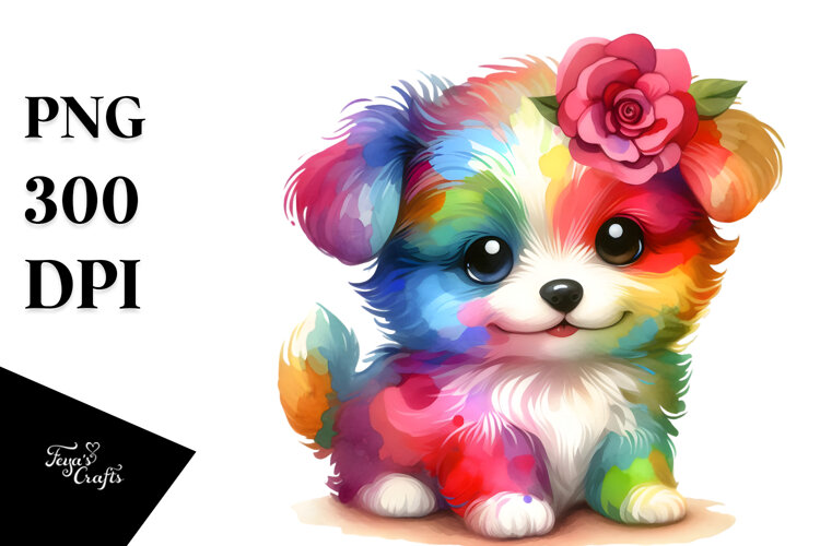 Cute Baby Dog in Style PNG example image 1