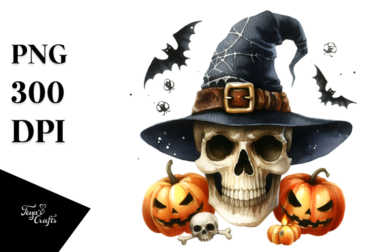 Funny Halloween Skull for Summer Clipart