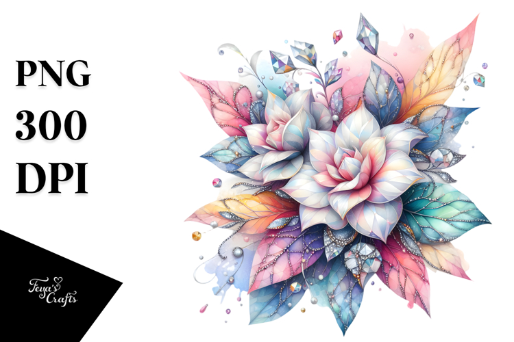 Abstract Colorful Gardenia Made of Diamond PNG