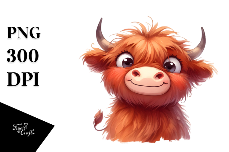 detailed Expressive Highland Cow PNG