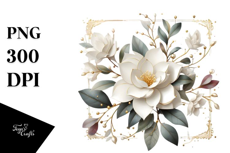 Golden Abstract Gardenia PNG