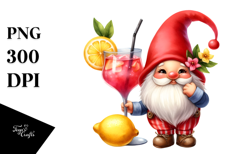 Gigantic Lemon Gnome Drinking PNG