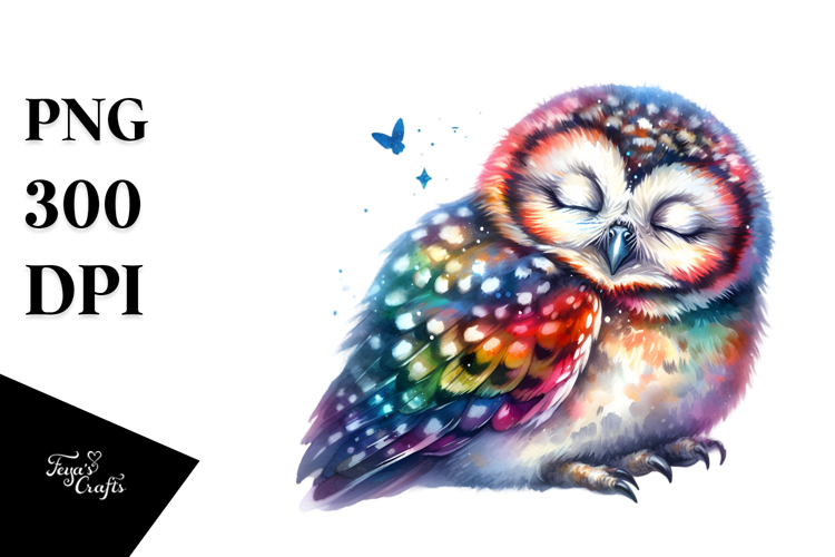 Vibrant Sleeping Baby Owl Clipart