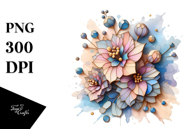 Pastel Stained ,Golden Delphinium | Clipart example image 1