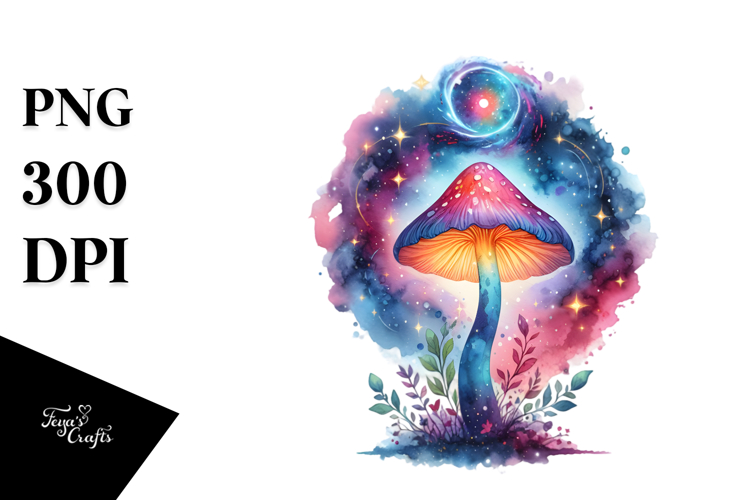 Magical Watercolor Splash Mushroom | Clipart