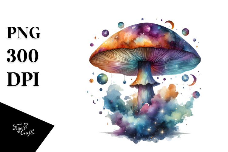 Magical Watercolor Splash Mushroom | Clipart
