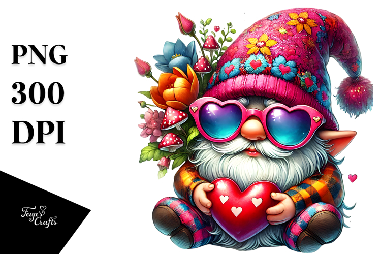 Valentines Gnome Sunglasses PNG example image 1
