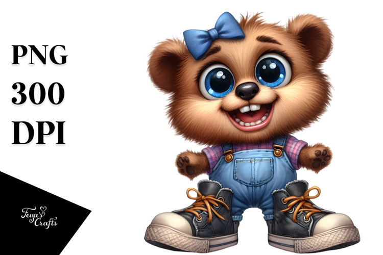 Baby Bear Bow Goofy Smile | Clipart