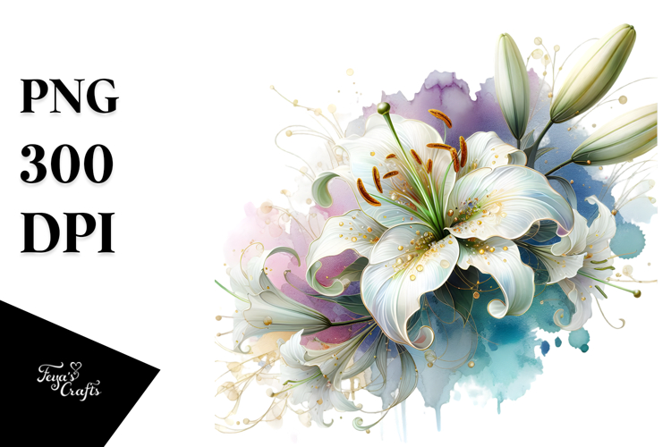 Lily, Watercolor PNG example image 1