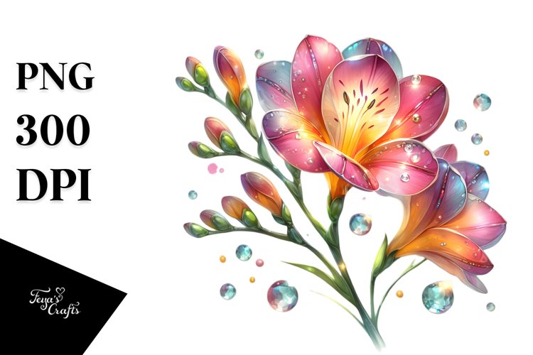 Shiny Freesia Watercolor | Clipart