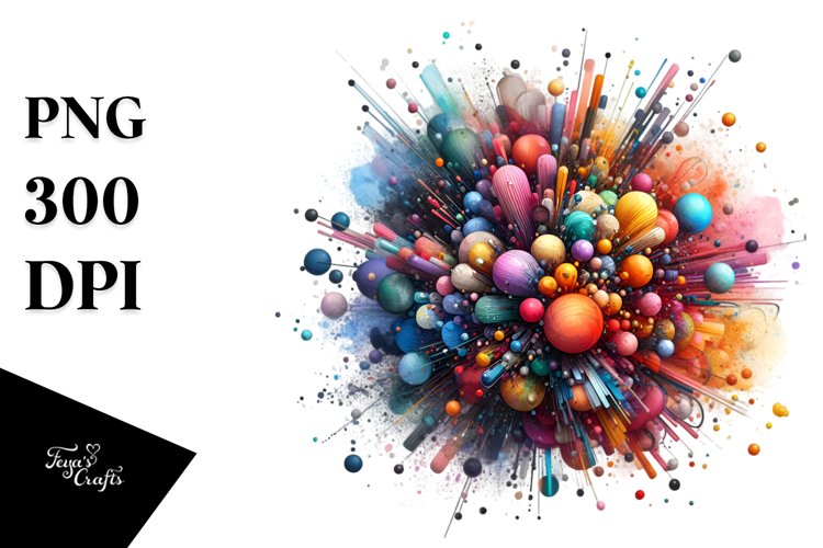 Colorful Watercolor Particles with Metalic Insertions example image 1