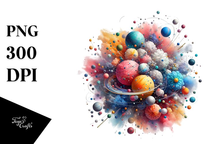 Colorful Watercolor Particles with Metalic Insertions example image 1