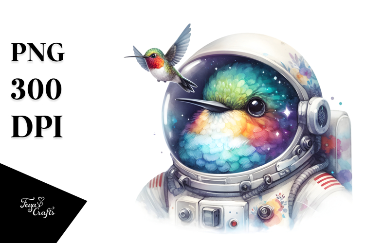 Cute Hummingbird Astronaut | Clipart