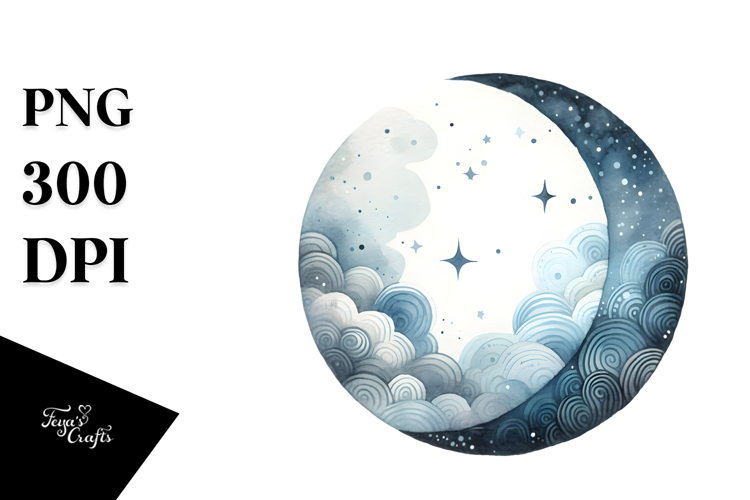 Whimsical Half Moon, Transparent PNG