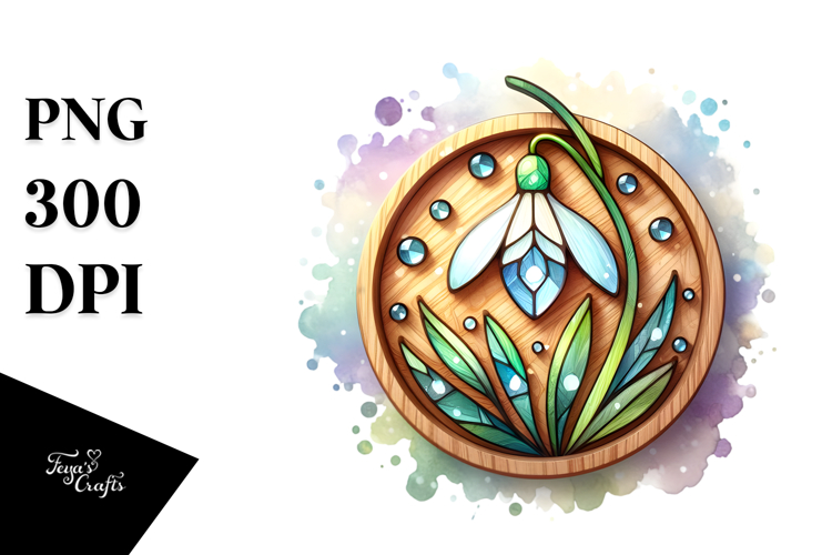 Stained Snowdrop Wooden| Clipart