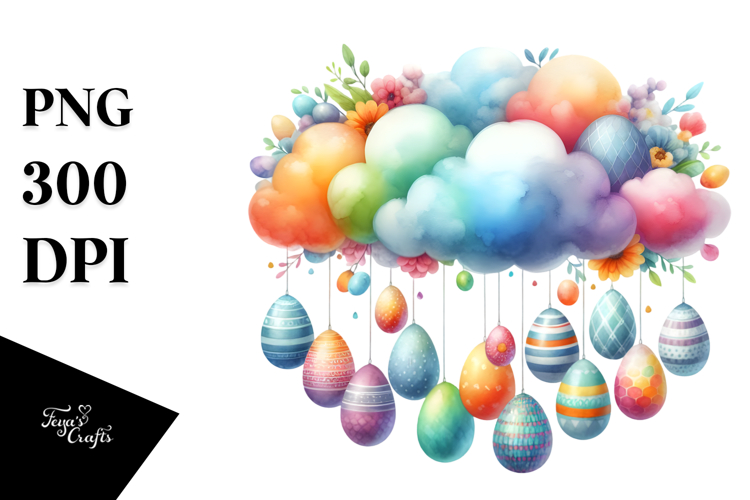 Colorful Cloud Easter Eggs PNG