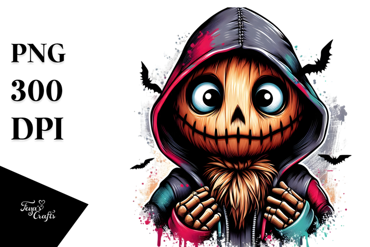 Funny Scarecrow with Spooky Hoodie PNG