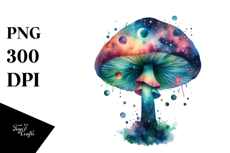 Watercolor Celestial Mushroom Splash