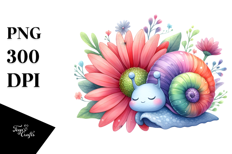 Colorful Baby Snail Sleeping Clipart