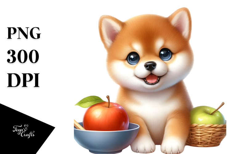 Baby Shiba Inu, Watercolor PNG