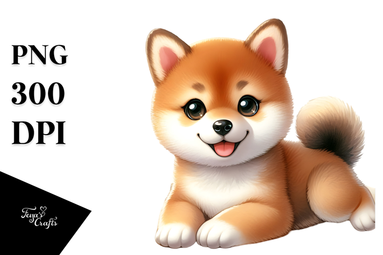 Baby Shiba Inu, Watercolor PNG