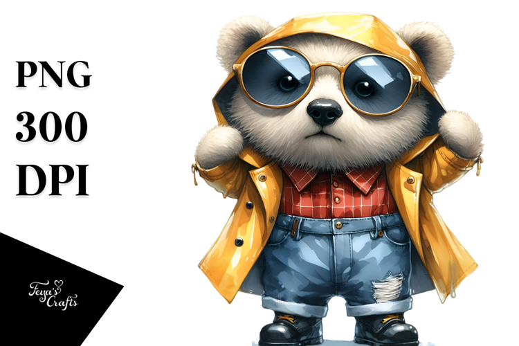 Bear Sunglasses Farm Jeans Raincoat Clipart