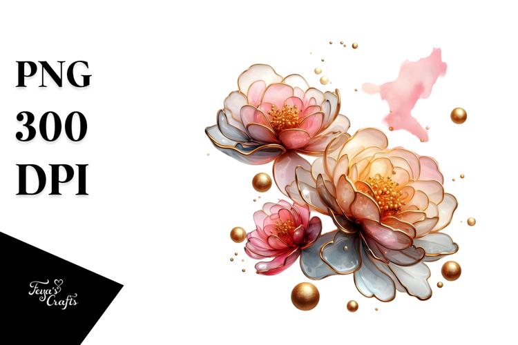 Abstract Glossy Peonies Material PNG example image 1