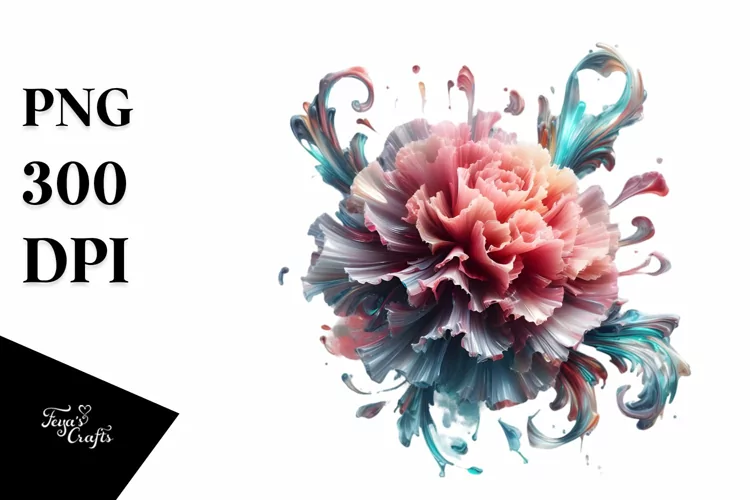 Abstract Shiny Carnation Watercolor Splash
