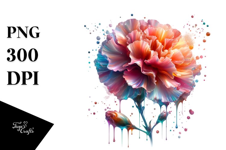 Abstract Shiny Carnation Watercolor Splash example image 1