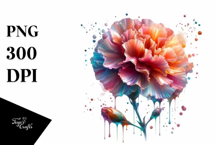 Abstract Shiny Carnation Watercolor Splash