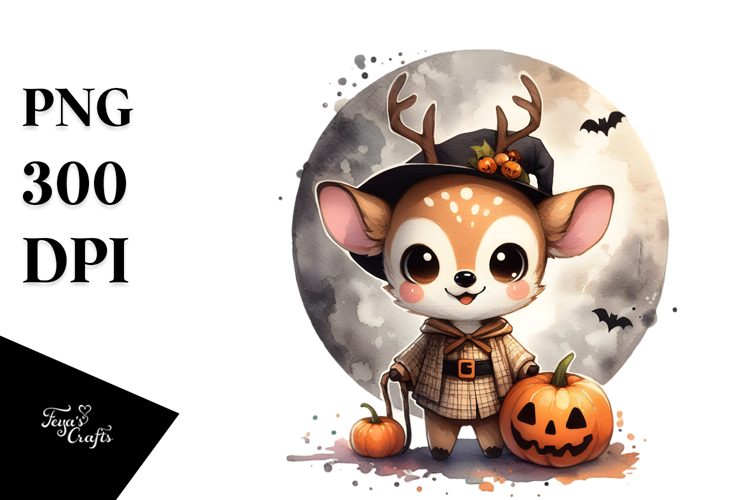 Cute Deer Halloween Image PNG