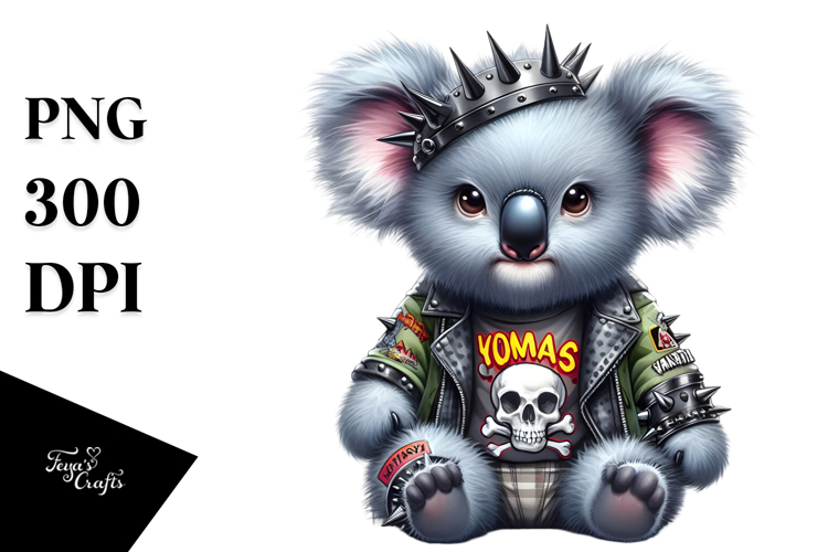 Cute Baby Koala with Punk Look PNG