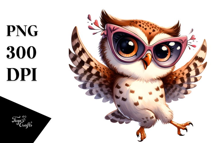 Whimsical Owl with Bow Tie, Transparent PNG