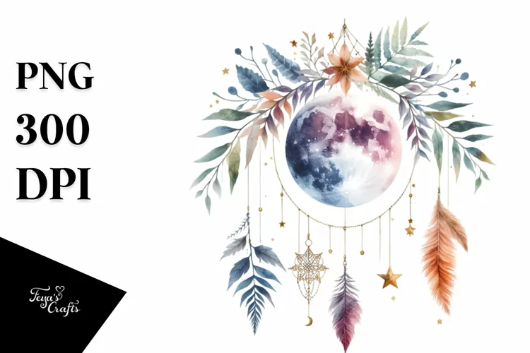 Vibrant Boho Moon Foliage Stars