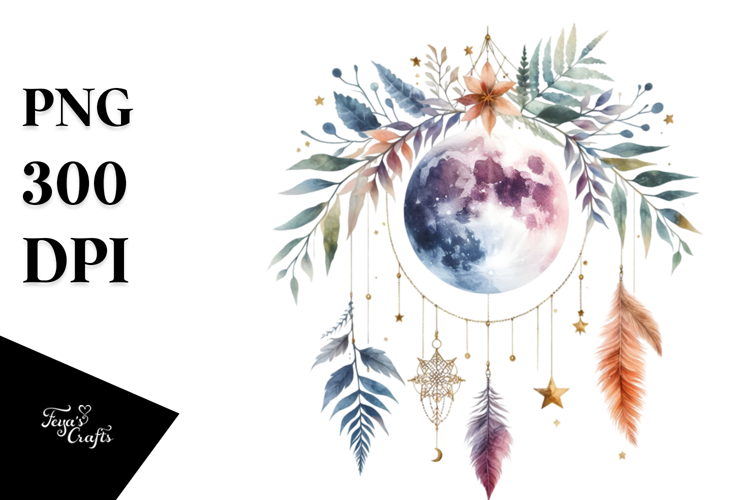Vibrant Boho Moon Foliage Stars