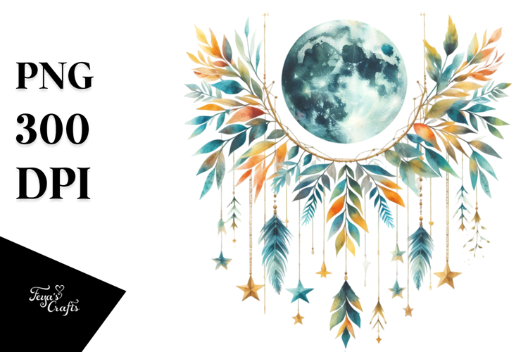 Vibrant Boho Moon Foliage Stars