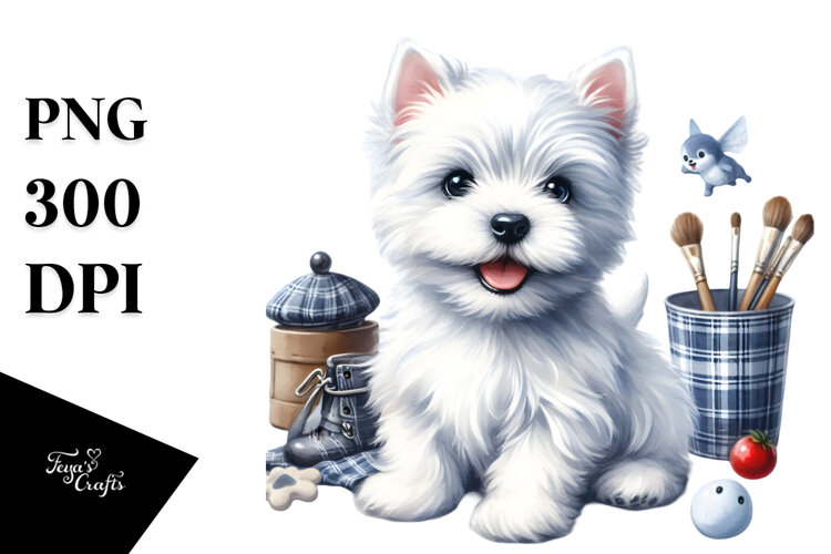 Cute West Highland White Terrier PNG example image 1
