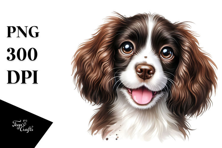 Watercolor Cute English Springer Spaniel PNG