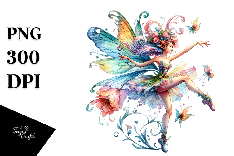 Fairy Dancing in Vibrant Watercolor